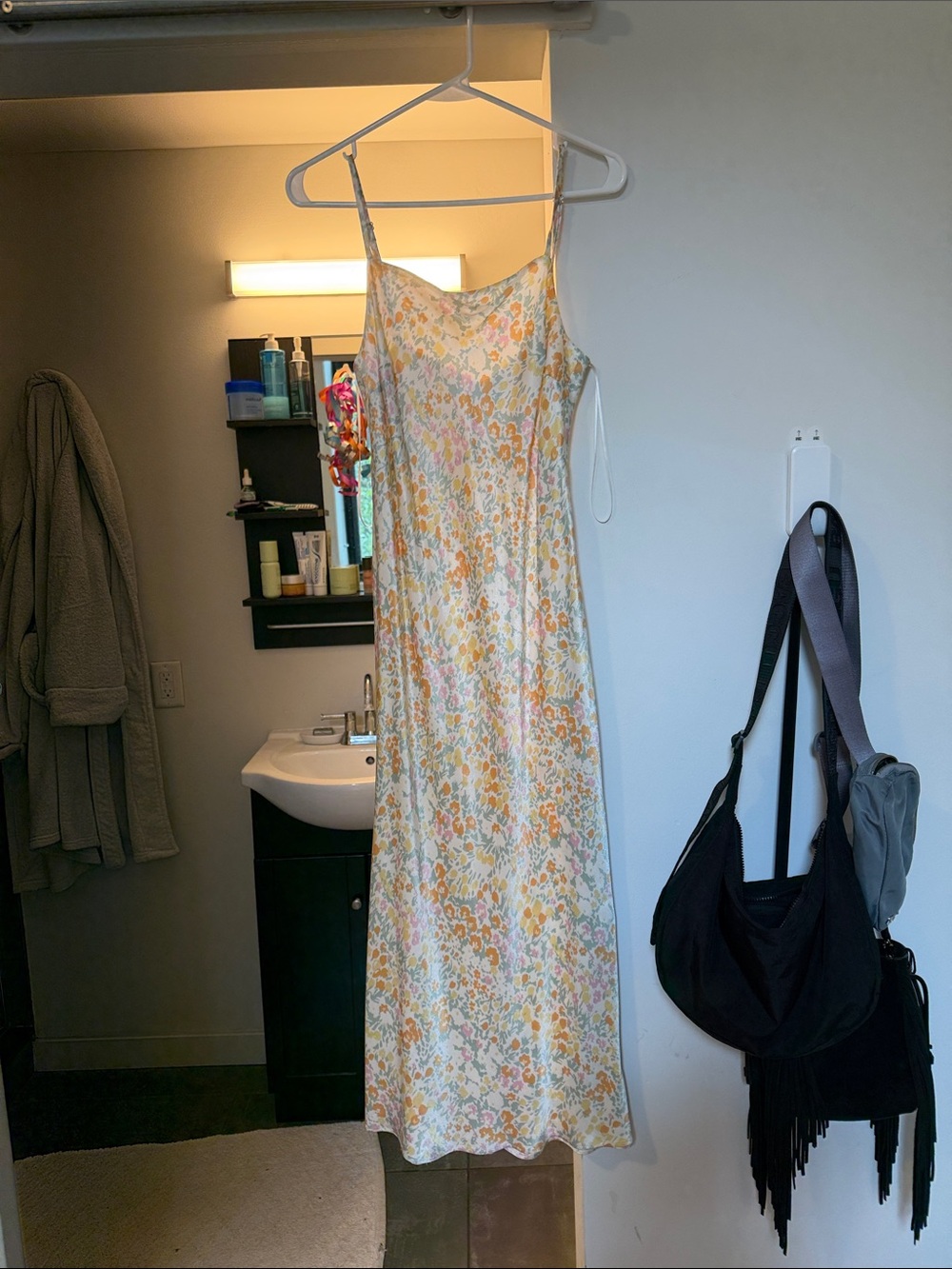 Rails Floral Slip Midi Dress in Pastel Yellow and Multicolor